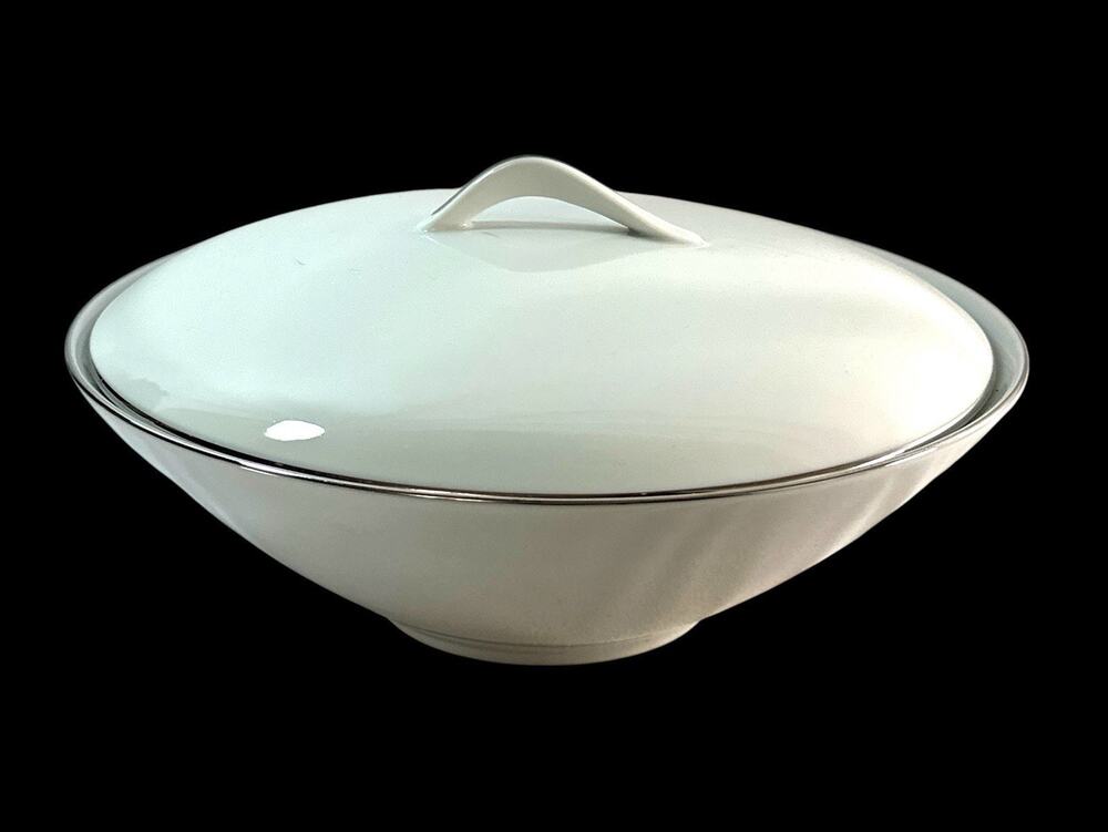 Vintage Sango Silver Snow Covered Vegetable Serving Bowl Fine China Japan 9.5”